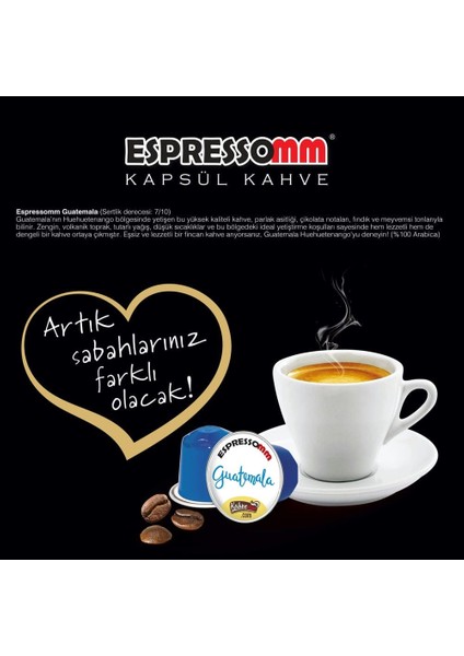 Espressomm® Single Origin Guatemala Alüminyum Kapsül Kahve Nespresso® Uyumlu Espresso 10 Adet