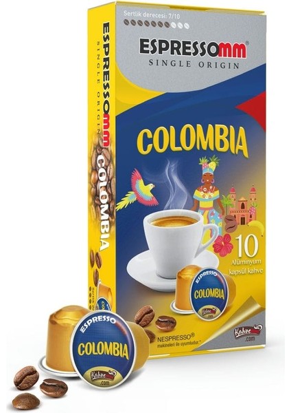 Espressomm® Single Origin Colombia Alüminyum Kapsül Kahve Nespresso® Uyumlu 50 Adet