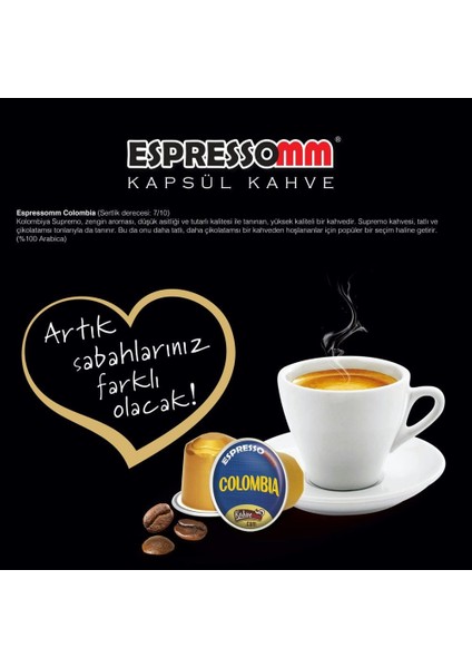 Espressomm® Single Origin Colombia Alüminyum Kapsül Kahve Nespresso® Uyumlu 50 Adet