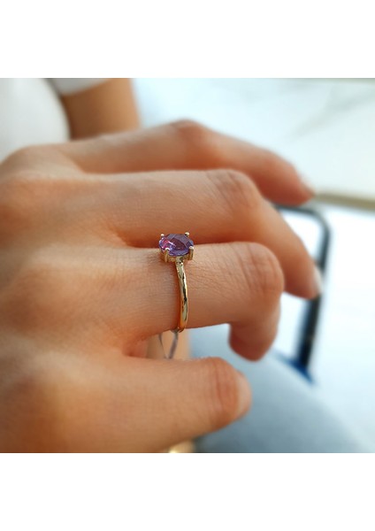 14K Altın Ametist Taşlı Yüzük modelleri