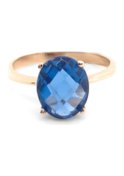 14K Altın London Mavi Topaz Taşlı Yüzük modelleri