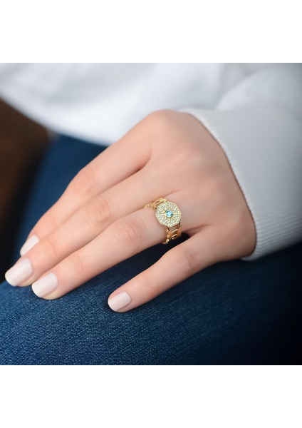 14K Altın Taşlı Elegance Yüzük