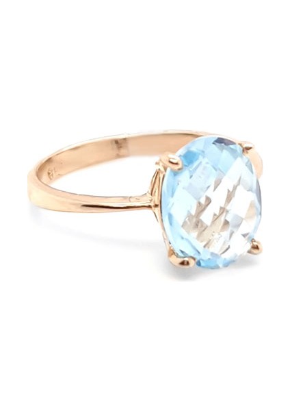14K Altın Mavi Topaz Taşlı Yüzük indirimleri