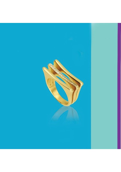 14K Altın Cetaş Minima Üç Sıra Yüzük