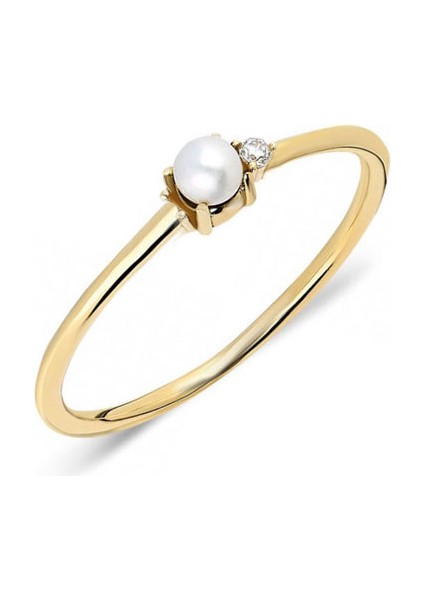 14K Altın Taşlı Inci Yüzük