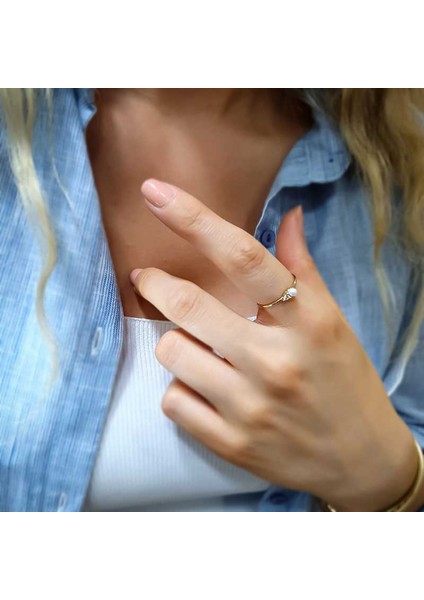 14K Altın Taşlı Inci Yüzük modelleri