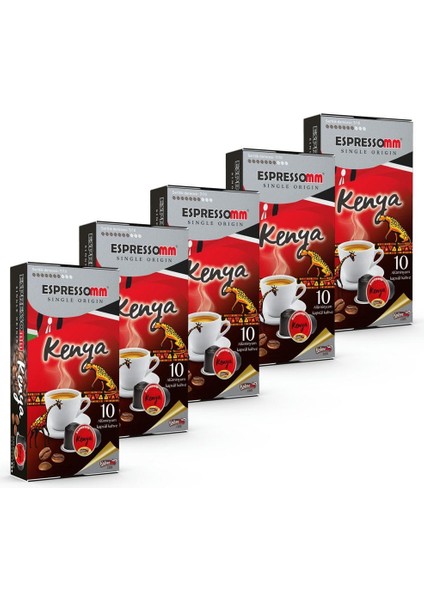 Espressomm® Single Origin Kenya Alüminyum Kapsül Kahve Nespresso® Uyumlu Espresso 50 Adet