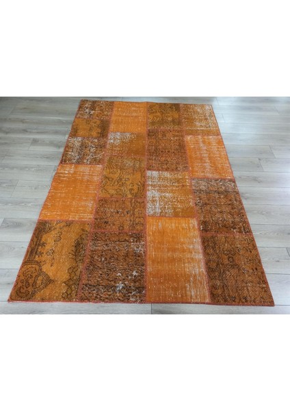 PW725 Turuncu El Dokuma Patchwork Yün Halı