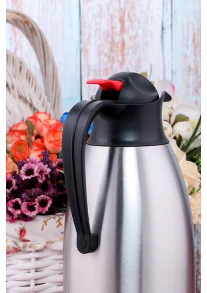 By Cooker 2 Litre Paslanmaz Çelik Termos Çift Katmanlı Çay Kahve Termosu