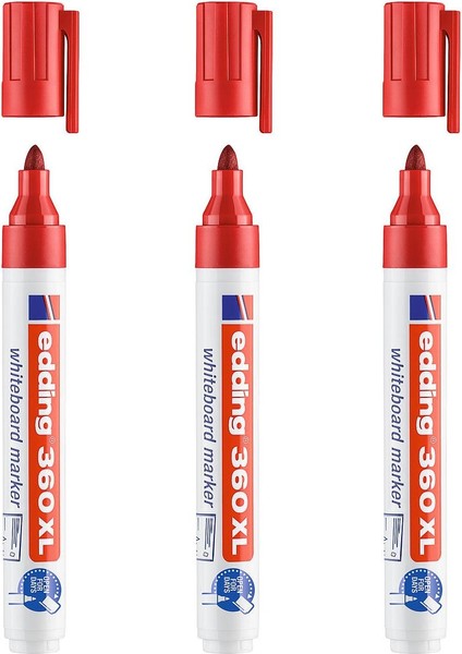 360 Xl Doldurulabilir Beyaz Tahta Kalemi 3 Lü Set Kırmızı