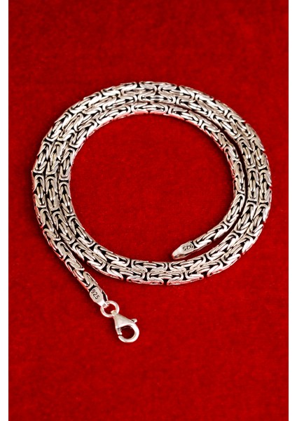 925 Ayar Gümüş Kral Zincir Yuvarlak Kral Model Kolye 2.8 mm