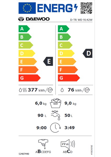 D-Tr Wd 9142W 9 Kg Yıkama 6 Kg Kurutma 1400 Devir Kurutmalı Çamaşır Makinesi