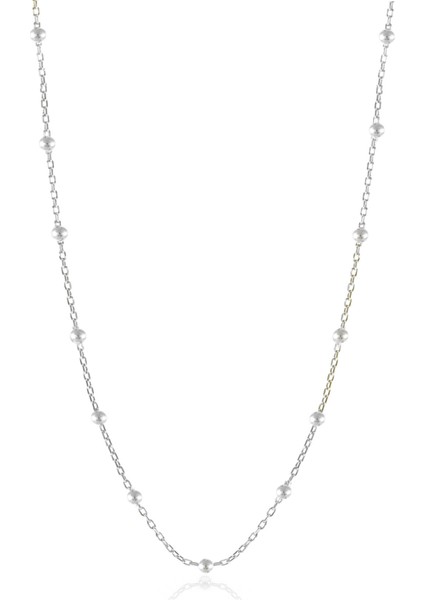 Cmd Kadın Gümüş Top Top Zincir Rodyum Kaplama Toplu Rodajlı Kolye Özel 1.2mm Mücevher