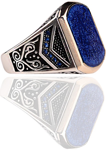 925 Ayar Gümüş Özel Tasarım Okyanus Mavisi Gümüş Erkek Yüzük fiyatları