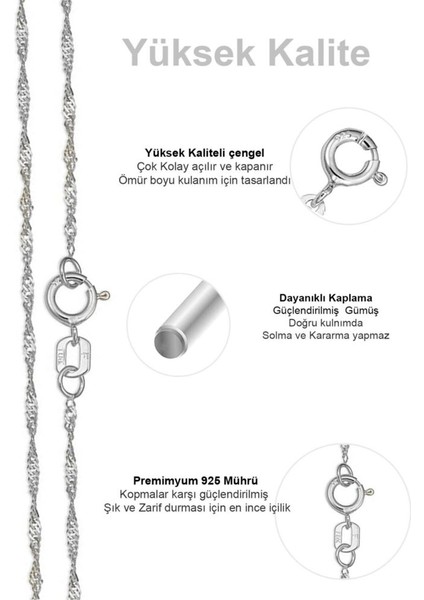 Kadın Gümüş Singapur Burgulu Zincir Burgu Kolye 1.2mm Mücevher fırsatları