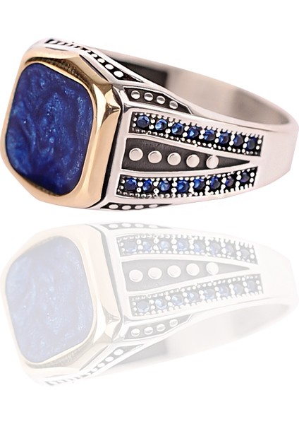 925 Ayar Gümüş Özel Tasarım Kırmızı Mineli Gümüş Erkek Yüzük fiyatları