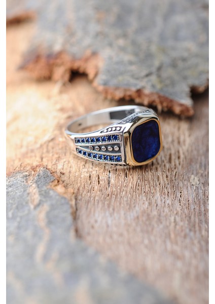 925 Ayar Gümüş Özel Tasarım Kırmızı Mineli Gümüş Erkek Yüzük modelleri