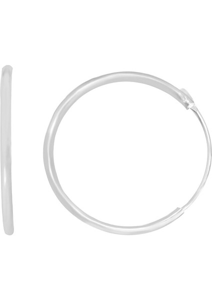 Kadın Gümüş Çift Halka Model 925 Ayar 1 mm Sterling Silver Küpe