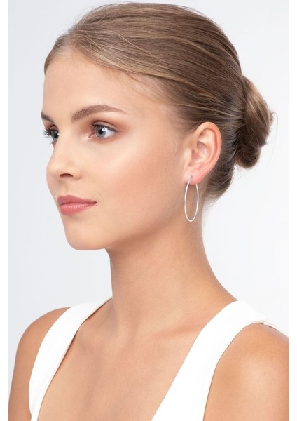 Kadın Gümüş Çift Halka Model 925 Ayar 1 mm Sterling Silver Küpe fiyatları
