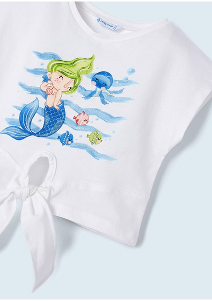 Kız Çocuk T-Shirt Çizgili Şort Takım Mavi 3216