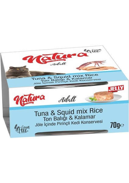 Natura Ton Balıklı Kalamarlı Yetişkin Kedi Konservesi 70 gr