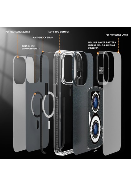 iPhone 14 Pro Uyumlu Kılıf Magsafe Şarj Özellikli Lens Figürlü Youngkit Art Film Serisi Kapak indirimleri