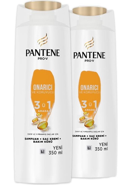 Şampuan Pro-V Onarıcı ve Koruyucu 3'ü 1 Arada 350 ml x 2