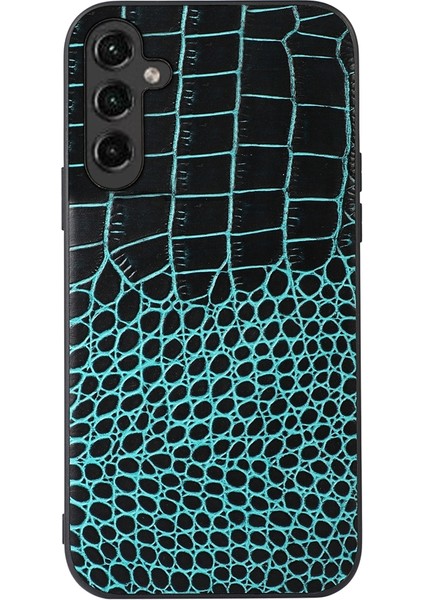 Samsung Galaxy A14 Için 5g Timsah Doku Telefon Kılıfı Şok Emici Orijinal Cowhide Deri Kaplamalı Pc+Tpu Kapak (Yurt Dışından)