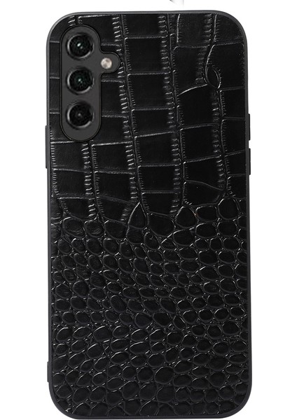 Samsung Galaxy A14 Için 5g Timsah Doku Telefon Kılıfı Şok Emici Orijinal Cowhide Deri Kaplamalı Pc+Tpu Kapak (Yurt Dışından)