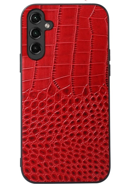Samsung Galaxy A14 Için 5g Timsah Doku Telefon Kılıfı Şok Emici Orijinal Cowhide Deri Kaplamalı Pc+Tpu Kapak (Yurt Dışından)