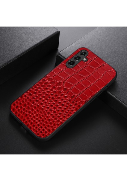 Samsung Galaxy A14 Için 5g Timsah Doku Telefon Kılıfı Şok Emici Orijinal Cowhide Deri Kaplamalı Pc+Tpu Kapak (Yurt Dışından) modelleri