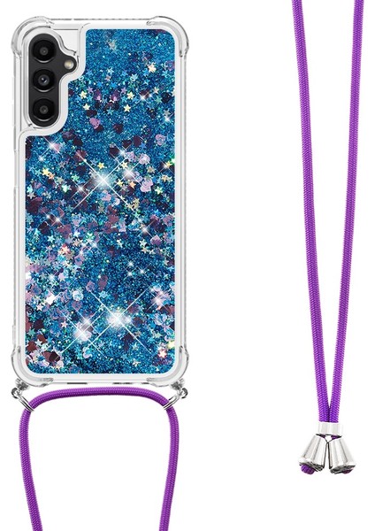 Samsung Galaxy A14 Için Yb Quicksand Serisi-4 5g Açık Işıltı Hareketli Quicksand Case Yumuşak Tpu Koruyucu Telefon Kapağı Kordonlu (Yurt Dışından)