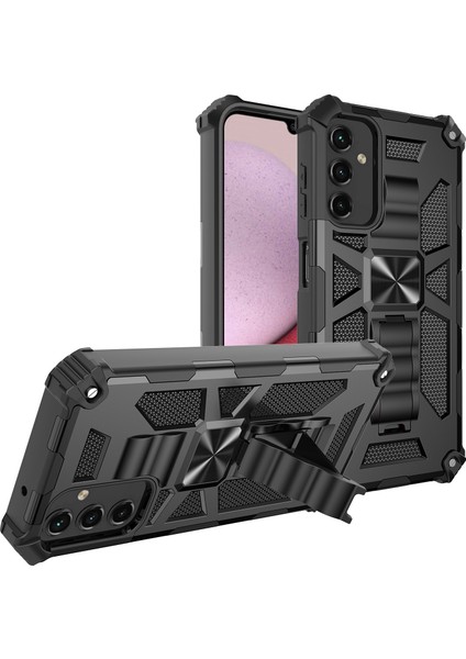 Samsung Galaxy A14 Için 5g Şok Geçirmez Telefon Kapağı Kickstand Yumuşak Tpu+Sert Pc Askeri Çift Katman Koruma Geri Kılıf Dahili Manyetik Metal Sayfası (Yurt Dışından)