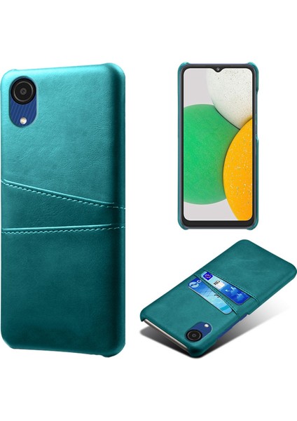 Samsung Galaxy A23E Scratch Direnci Çift Kart Yuvaları Tutucu Koruyucu Telefon Kılıfı Pu Deri Kaplamalı Sert Pc Telefon Kabuğu (Yurt Dışından)