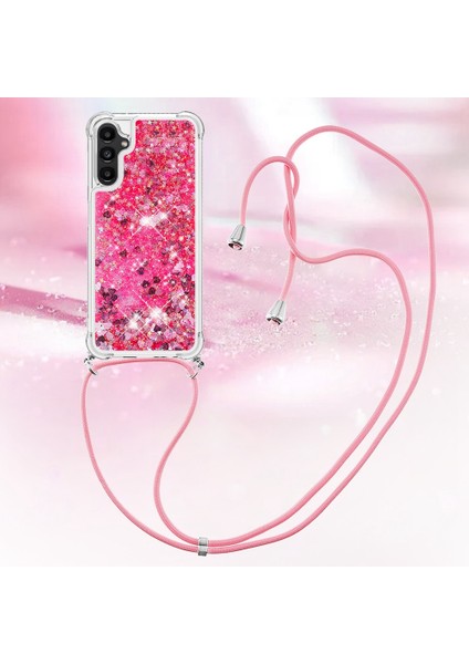 Samsung Galaxy A14 Için Yb Quicksand Serisi-4 5g Açık Işıltı Hareketli Quicksand Case Yumuşak Tpu Koruyucu Telefon Kapağı Kordonlu (Yurt Dışından) modelleri