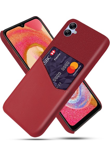 Samsung Galaxy A04 4g (164.4 x 76.3 x 9.1 Mm) Için Cep Telefonu Kasası Kart Tutucu Tasarım Bezi Doku Telefonu Pu Deri Kaplı Pc Kapağı (Yurt Dışından)