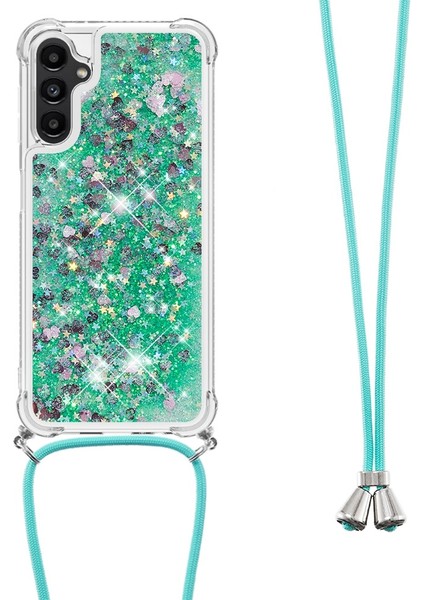 Samsung Galaxy A14 Için Yb Quicksand Serisi-4 5g Açık Işıltı Hareketli Quicksand Case Yumuşak Tpu Koruyucu Telefon Kapağı Kordonlu (Yurt Dışından)