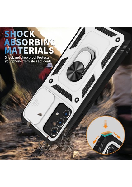 Samsung Galaxy A13 Için 4g Telefon Kapak Halkası Kickstand Scratch-Dirençli Cep Telefon Kılıf Kart Tutucu Sürgülü Kamera Kapağı (Yurt Dışından) modelleri