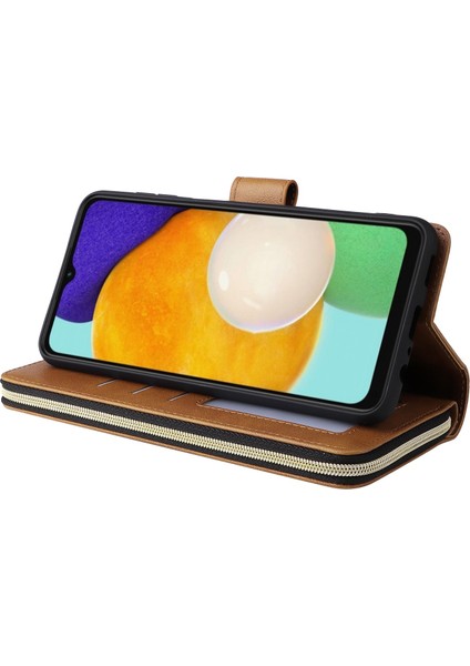 Samsung Galaxy A14 Için 5g Pu Deri 9 Kart Yuvaları Telefon Kılıfı Zipper Cep Stand Cüzdan Kapağı Kayış (Yurt Dışından) modelleri