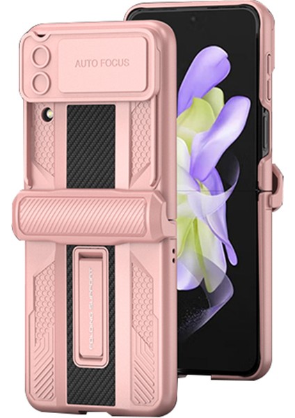 Samsung Galaxy Z Flip4 Için Gkk 5g Manyetik Menteşe Koruması Gizli Kickstand Case Hard Pc Önce Çizelge Anti-Çizelge Şok Geçirmez Kapak Temperli Cam Küçük Ekran Film (Yurt Dışından)