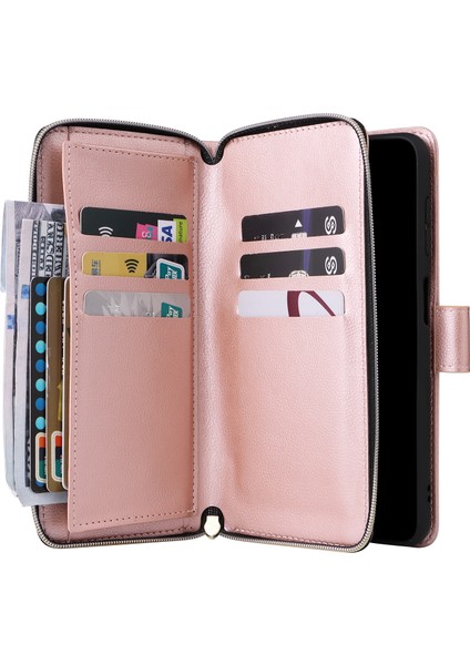 Samsung Galaxy A14 Için 5g Pu Deri 9 Kart Yuvaları Telefon Kılıfı Zipper Cep Stand Cüzdan Kapağı Kayış (Yurt Dışından) indirimleri
