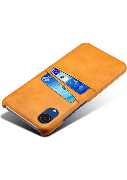 Samsung Galaxy A23E Scratch Direnci Çift Kart Yuvaları Tutucu Koruyucu Telefon Kılıfı Pu Deri Kaplamalı Sert Pc Telefon Kabuğu (Yurt Dışından) modelleri