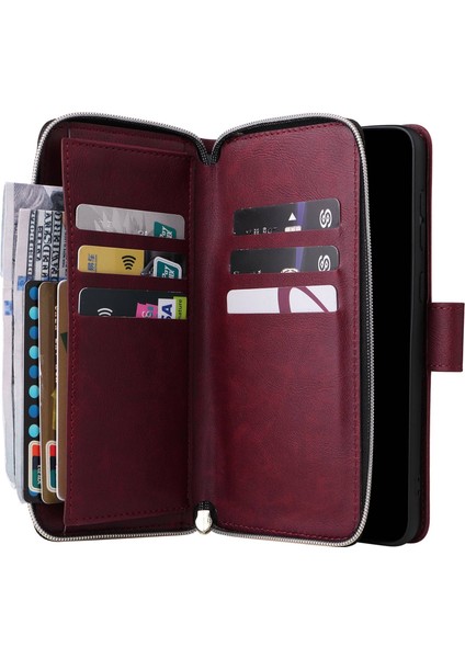 Samsung Galaxy A33 5g Pu Deri Cüzdan 9 Kart Yuvası ile Telefon Kılıfı, Fermuarı Cep Stand Flip Cover (Yurt Dışından) indirimleri
