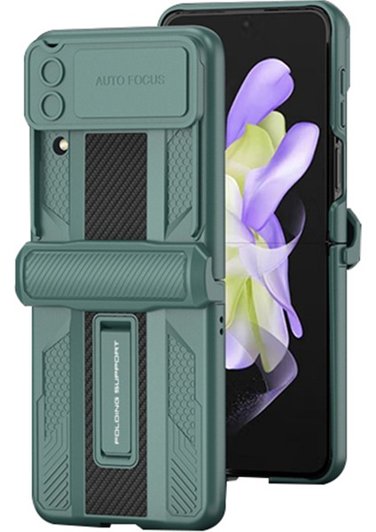 Samsung Galaxy Z Flip4 Için Gkk 5g Manyetik Menteşe Koruması Gizli Kickstand Case Hard Pc Önce Çizelge Anti-Çizelge Şok Geçirmez Kapak Temperli Cam Küçük Ekran Film (Yurt Dışından)