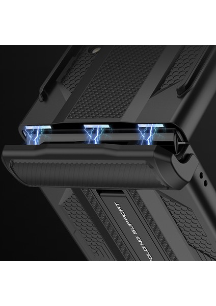 Samsung Galaxy Z Flip4 Için Gkk 5g Manyetik Menteşe Koruması Gizli Kickstand Case Hard Pc Önce Çizelge Anti-Çizelge Şok Geçirmez Kapak Temperli Cam Küçük Ekran Film (Yurt Dışından)