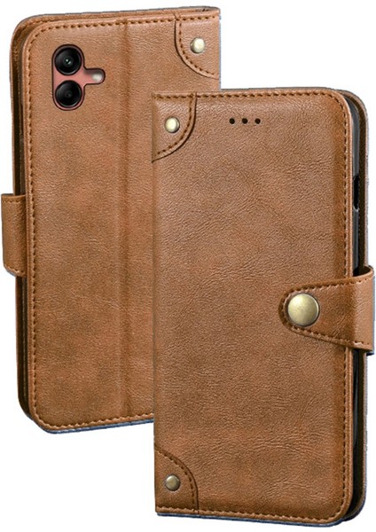 Samsung Galaxy A04 4g (164.4 x 76.3 x 9.1 Mm) Için Idewei Telefon Flip Case Anti-Cratch Ince Doku Tpu+Pu Deri Cüzdan Stand Cep Telefonu Kapağı (Yurt Dışından)