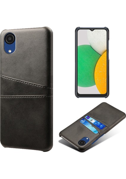 Samsung Galaxy A23E Scratch Direnci Çift Kart Yuvaları Tutucu Koruyucu Telefon Kılıfı Pu Deri Kaplamalı Sert Pc Telefon Kabuğu (Yurt Dışından)