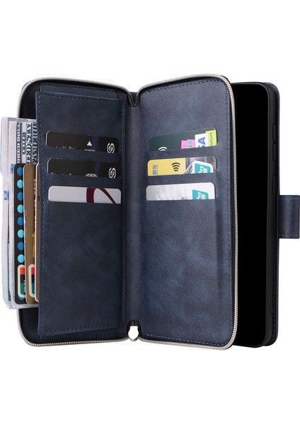 Samsung Galaxy A33 5g Pu Deri Cüzdan 9 Kart Yuvası ile Telefon Kılıfı, Fermuarı Cep Stand Flip Cover (Yurt Dışından)