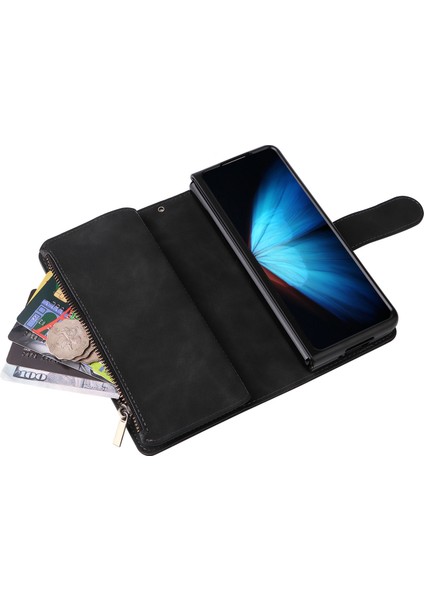 Samsung Galaxy Z Fold4 Için 5g Çoklu Kart Yuvaları Fermuar Pa Pu Deri Telefon Stand Örneği Manyetik Toka Cüzdan Kapağı (Yurt Dışından) indirimleri