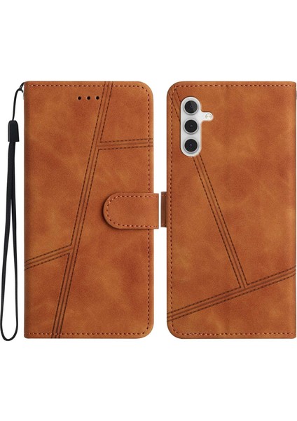 Samsung Galaxy A14 Için 5g Cilt-Touch Duygu Çizgileri Baskılı Telefon Koruyucu Kılıf Vintage Pu Deri Flip Stand Cüzdan Kapağı (Yurt Dışından)